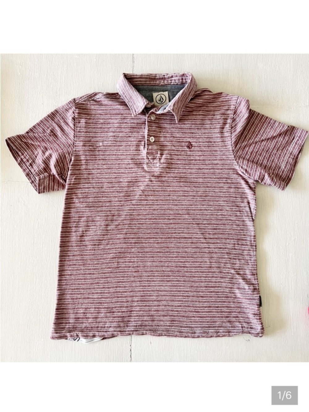 Volcom boys Large Heathered Rose Stripe Short sleeve Polo